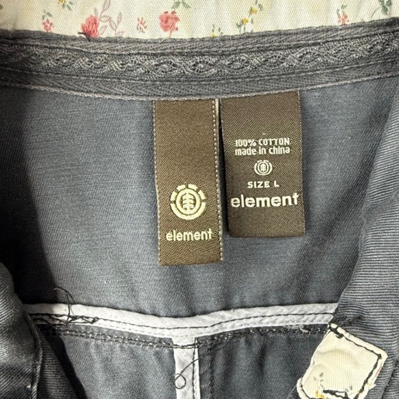 Element Utility Jacket Gray Cotton Button Zip Pockets Size Large military - Picture 2 of 10